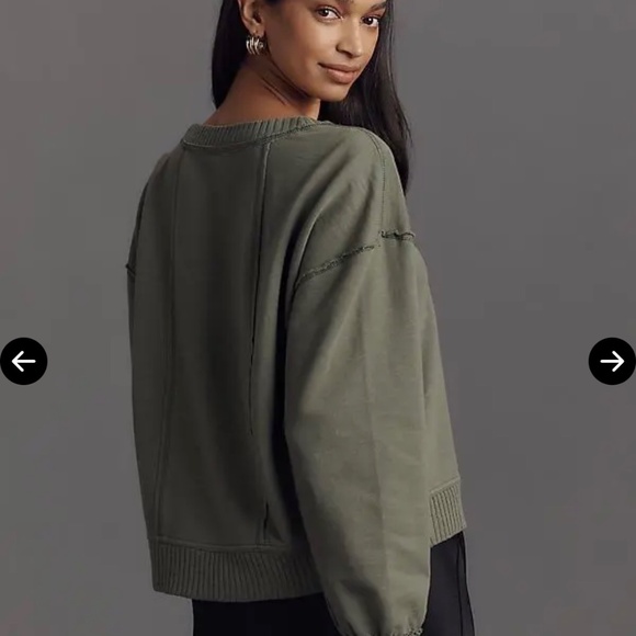 Anthropologie Pilcro The Montana Pocket Knit Cropped Green Top Shirt, XS - Picture 3 of 14